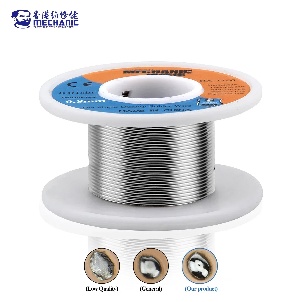 Soldering Wire MECHANIC HX-T100 55g Mild Rosin Core 183℃ Melting Point 0.2mm-1.2mm High Purity Solder Wire Welding Flux 1-3% Iron Cable Reel