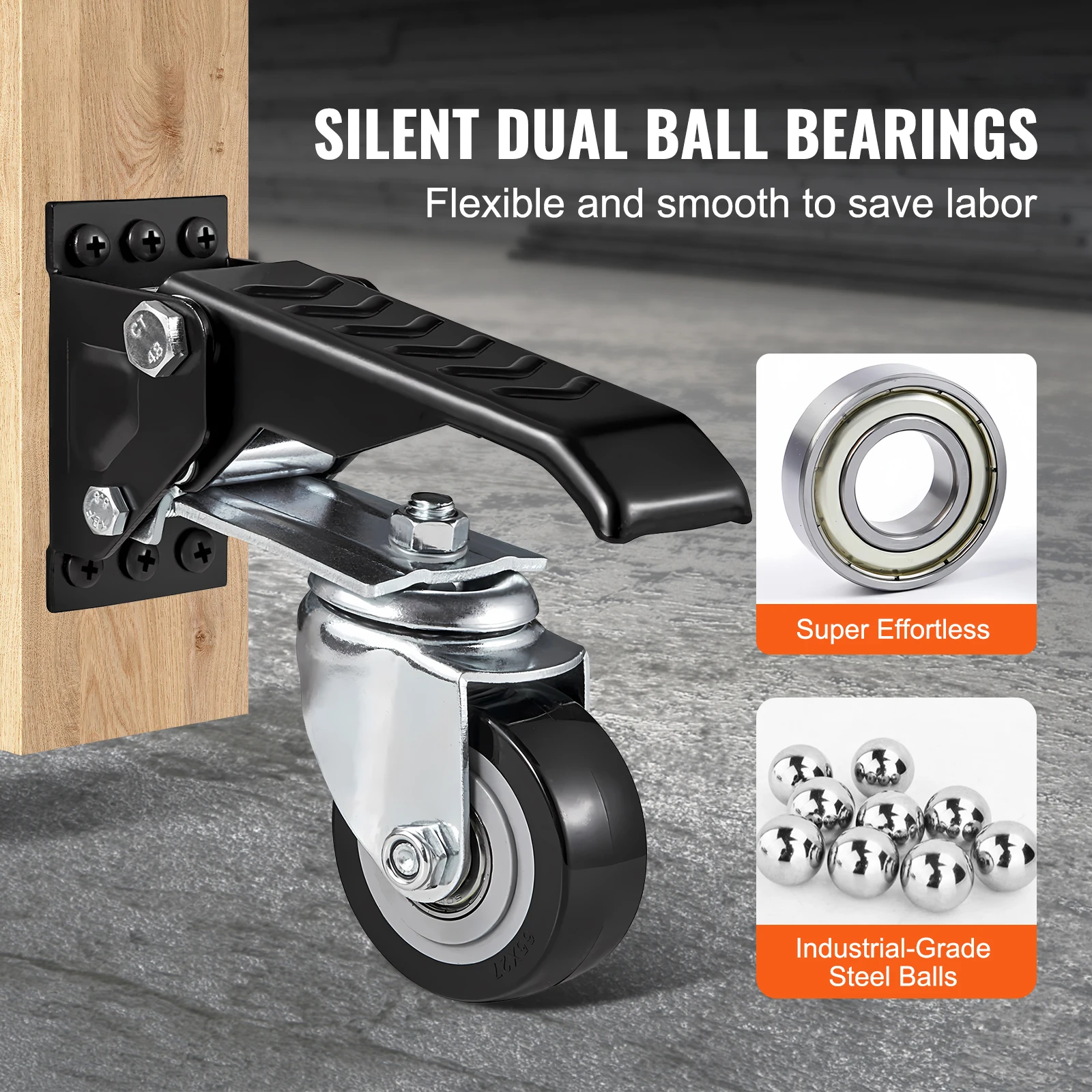 Retractable Workbench Caster Wheels with 360 Swivel for Tables and Equipment