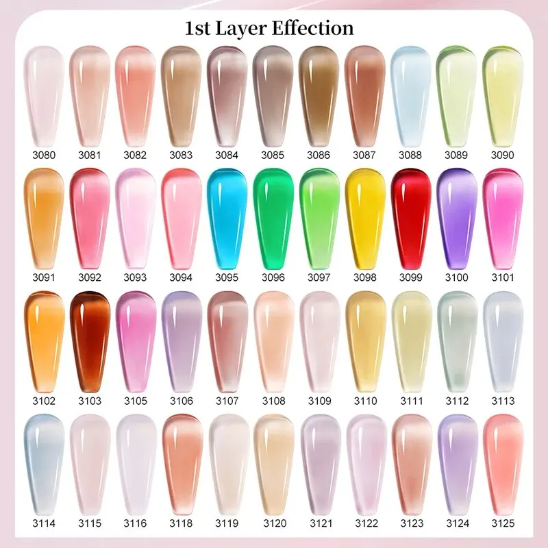NAILCO 젤리 유리 젤 네일 광택제 반투명, 다채로운 반영구 바니시, UV LED 흡수, 네일 아트 매니큐어 젤, 여름