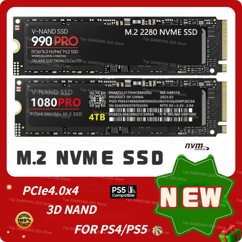 

SSD Solid State 4TB 2TB 1T 990PRO 1080PROM.2 2280 SSD Hard Disk PCIe4.0 NVMe Gaming Internal Hard Drive For PS5 Laptop Desktop