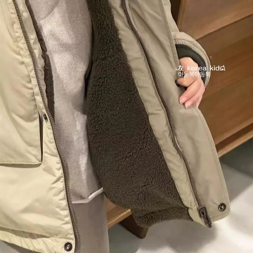 Winter Girls Boys Casual Two Way Wear Thick Warm Single Fleece Jacket Kids Hooded Coat Outerwear
