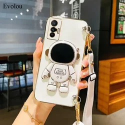 6D Plating Astronaut Lanyard Phone Case with Soft TPU Back Cover for Oneplus ACE 5 (White)