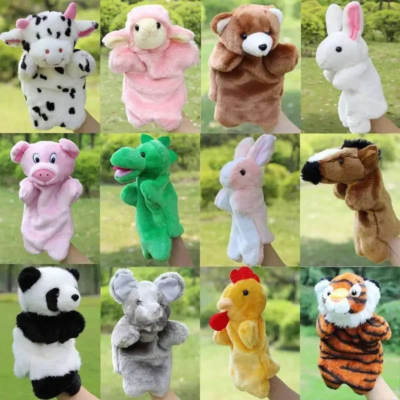 Animal Hand Puppet Plush Dolls Early Education Learning Stuffed Figure Children Puppets for Telling Story Cartoon Plushie Toys children s early education card puzzle learning card baby enlightenment toy reading picture literacy card animal cognition book