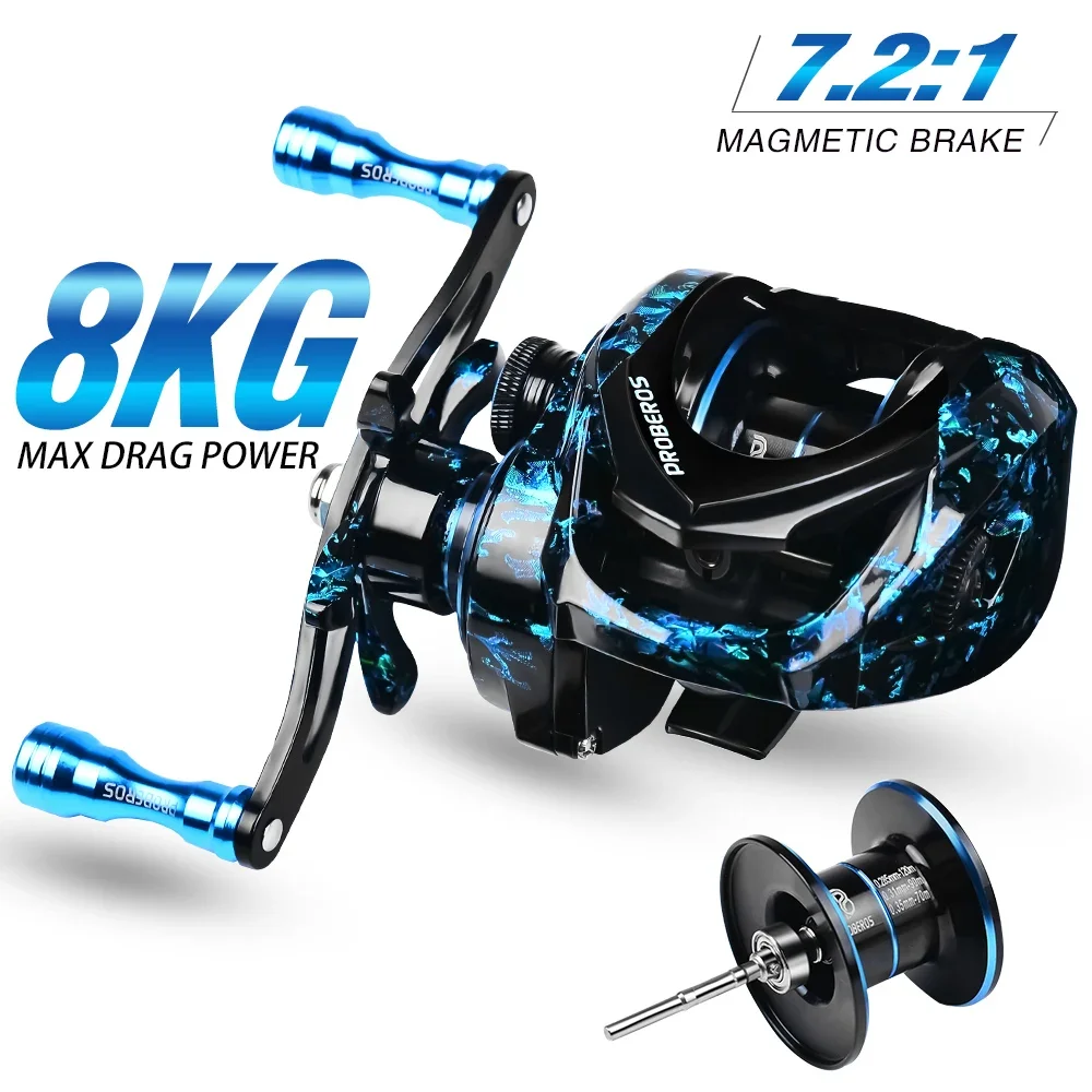 

Cool Blue Fishing Reel 7.2:1 High Speed Reel Fishing Metal Coil 8KG Max Drag Baitcasting Reel Magnetic Brake System Peche Tackle