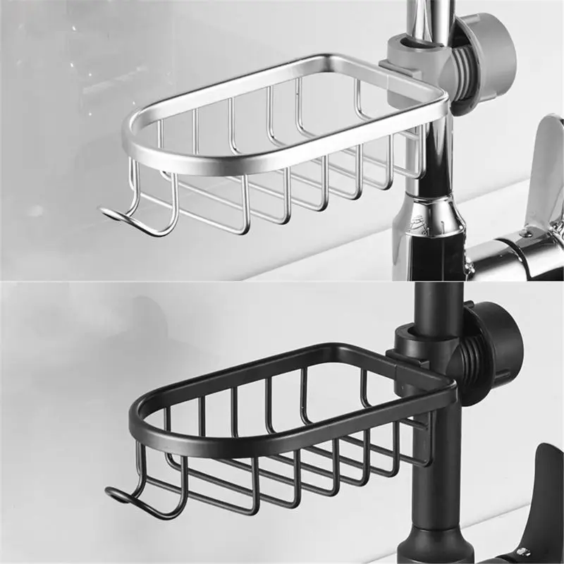

2023 Bathroom Shelf Black Shower Storage Basket Storage Rack Adjustable Faucet