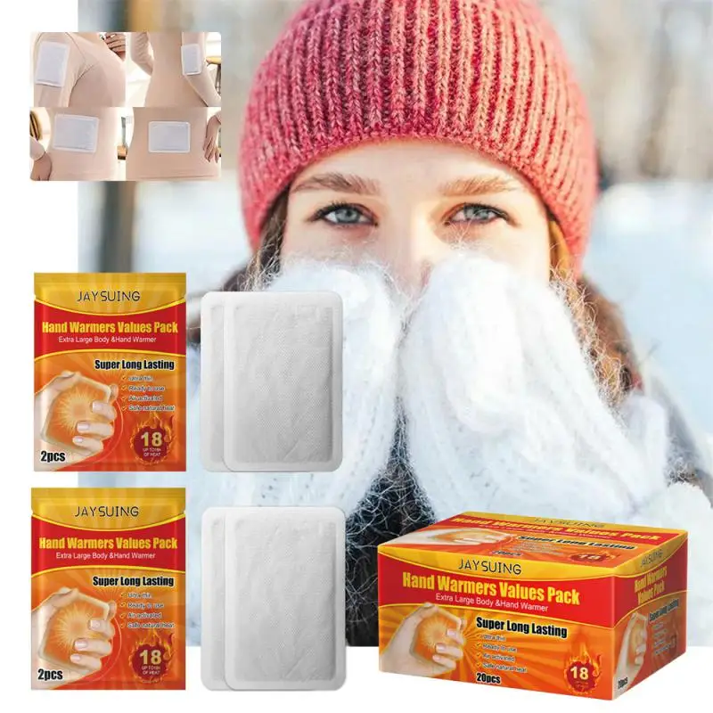 20Pcs Self Heating Winter Warm Paste Disposable Hand Foot Warmers Heat Packs Warmer Waist Abdomen Body Warmer Heating Pad