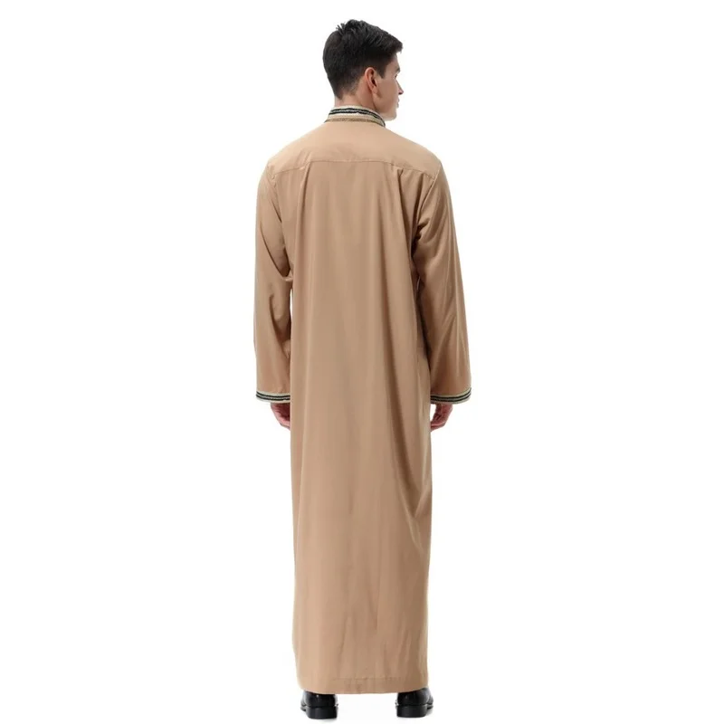 2023 Fashion Jubba Thobe for man muslim Clothing Adult Dubai Kaftan Appliques long Sleeve Islamic Man Plus Size Saudi Arab Robe