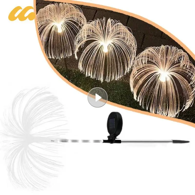 

Светодиодная лампа-Медуза из оптического волокна на солнечной батарее, освещение для газона, дорожек, внутреннего двора, вечерние, Рождественское украшение, Одуванчик, уличное украшение для сада