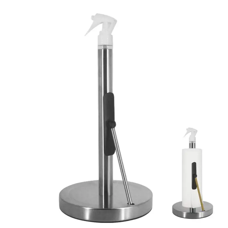 

Paper Towel Holder Stand Paper Roll Dispenser Stand Spray Bottle Center 1-Handed Operation with Non Slip Paper Towel Holder