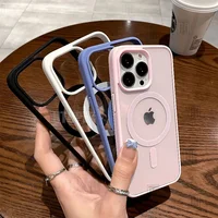 New Pink Transparent Acrylic Case for iPhone 16 15 14 13 12 11 Pro Max 16 Plus Hard Shockproof Powerful Magnetic Magsafe Cover 4