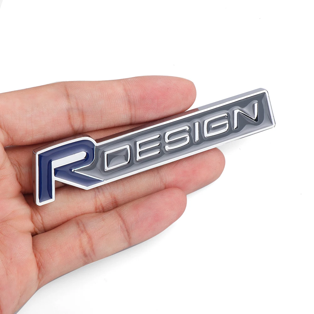 1pc 3D Metal R design Front Grill Car Badge Sticker Emblem Decal Decoration For Volvo XC60 V40 S60 V50 V60 C30 S40 XC40 S80 S70