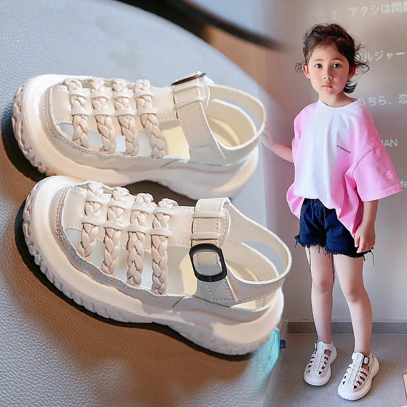 

2024 Summer New Girls Fashion Roman Beach Sandals Princess Shoes Children's Sandals Girls All-match Sandals Princess Shoes