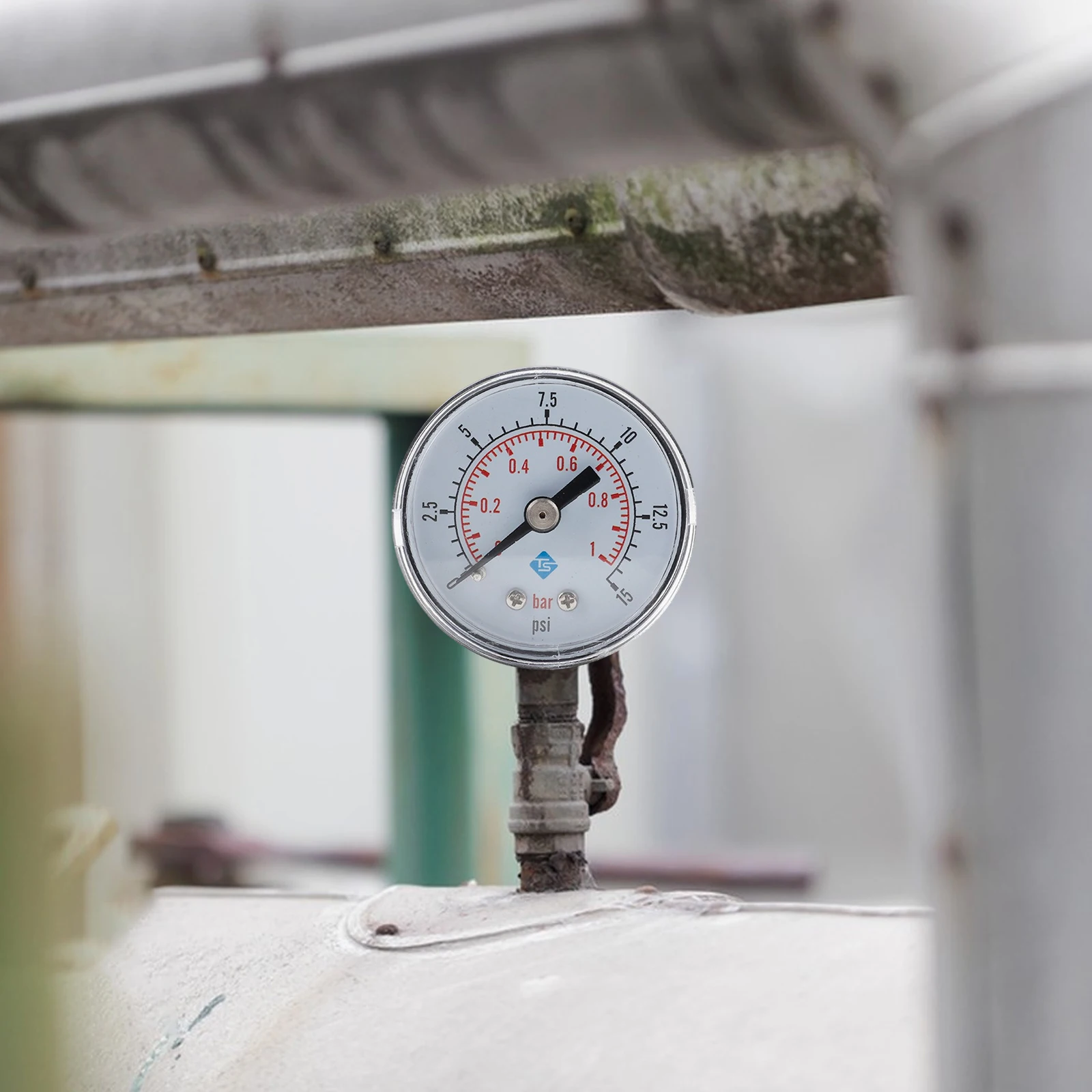 바닥 난방 누출 감지기 1/8 BSPT 후면 장착 유압 게이지 0-15 Psi/0-1 Bar 범위 공기, 물, 연료, 액체에 적합