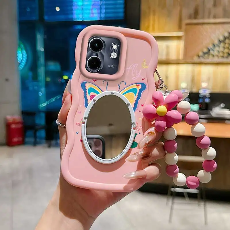 3-Piece Cartoon Butterfly Phone Case Set with Lanyard and Stand
