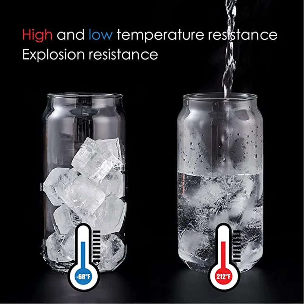 480ml Glass Cup With Lid and Straw Transparent Bubble Tea Cup Juice Glass Beer Can Milk Mocha Cups Breakfast Mug Drinkware 5