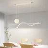 Modern Simple Led Restaurant Chandelier Light Luxury Dining Table Pendant Light Nordic Long Strip Creative Indoor Lighting Lamps 2