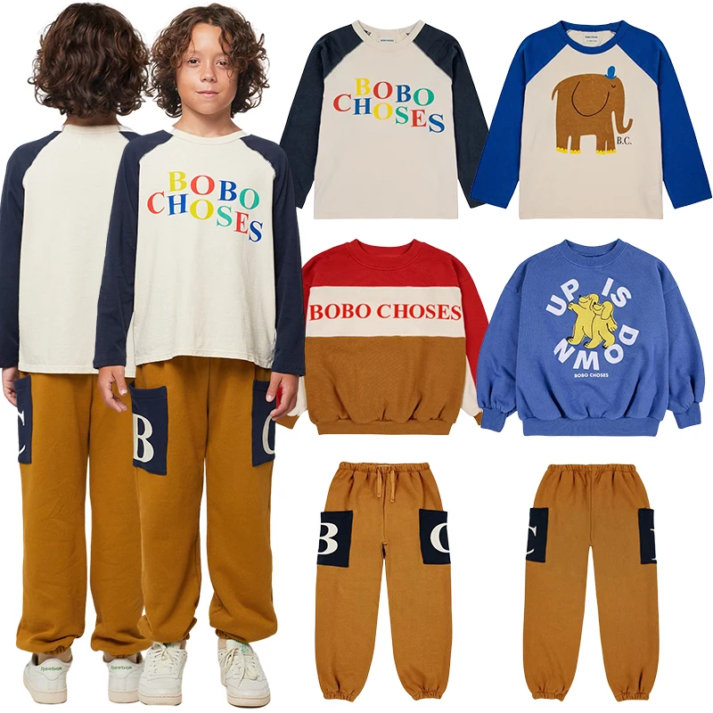 

2023 New Winter Printed Children's Clothing Boys Fallow Sweater Girls Cute Sweatshirts Pants Suit Spring Long Sleeved T-shirt