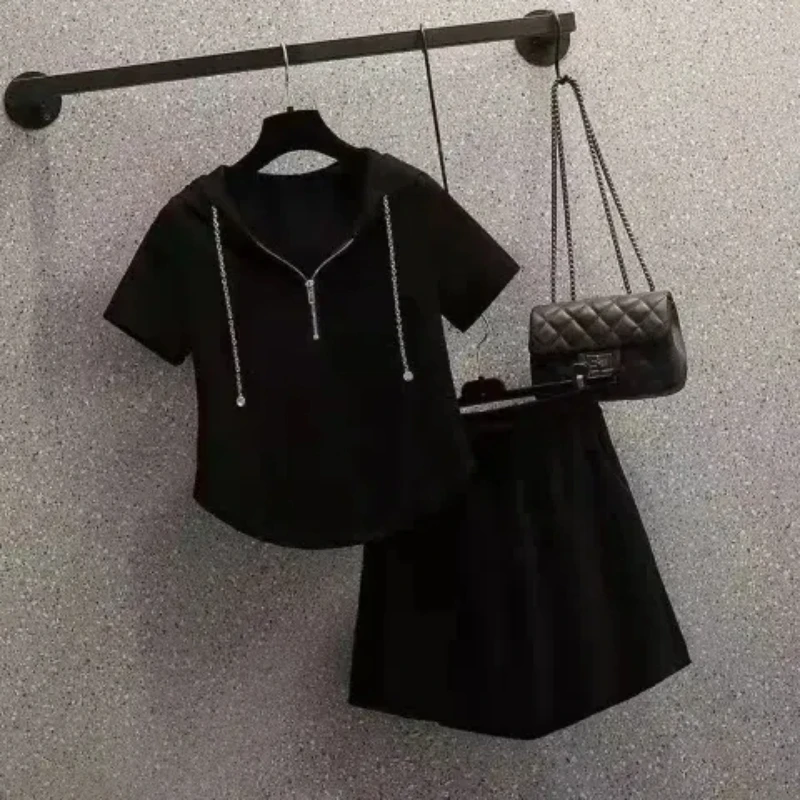 Summer New Sports Suit Hooded Loose Skirt Pants Casual Age Reducing Two-piece Set