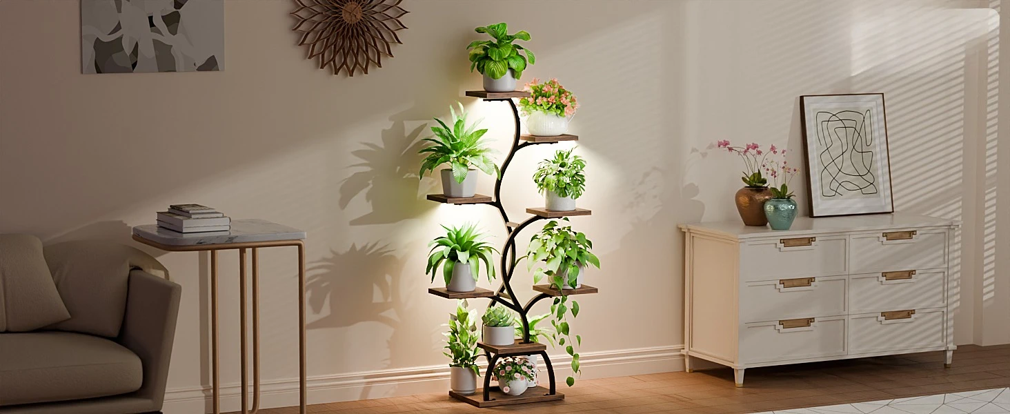 indoor plant stand shelf grow light flower holder rack
