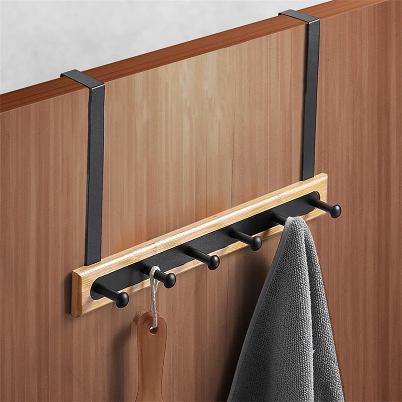 6 Hooks Home Door Rear Hook Clothes Hat Towel Keys Hanger Bathroom Kitchen Accessories Holder Organizer Rack Wall Mounted