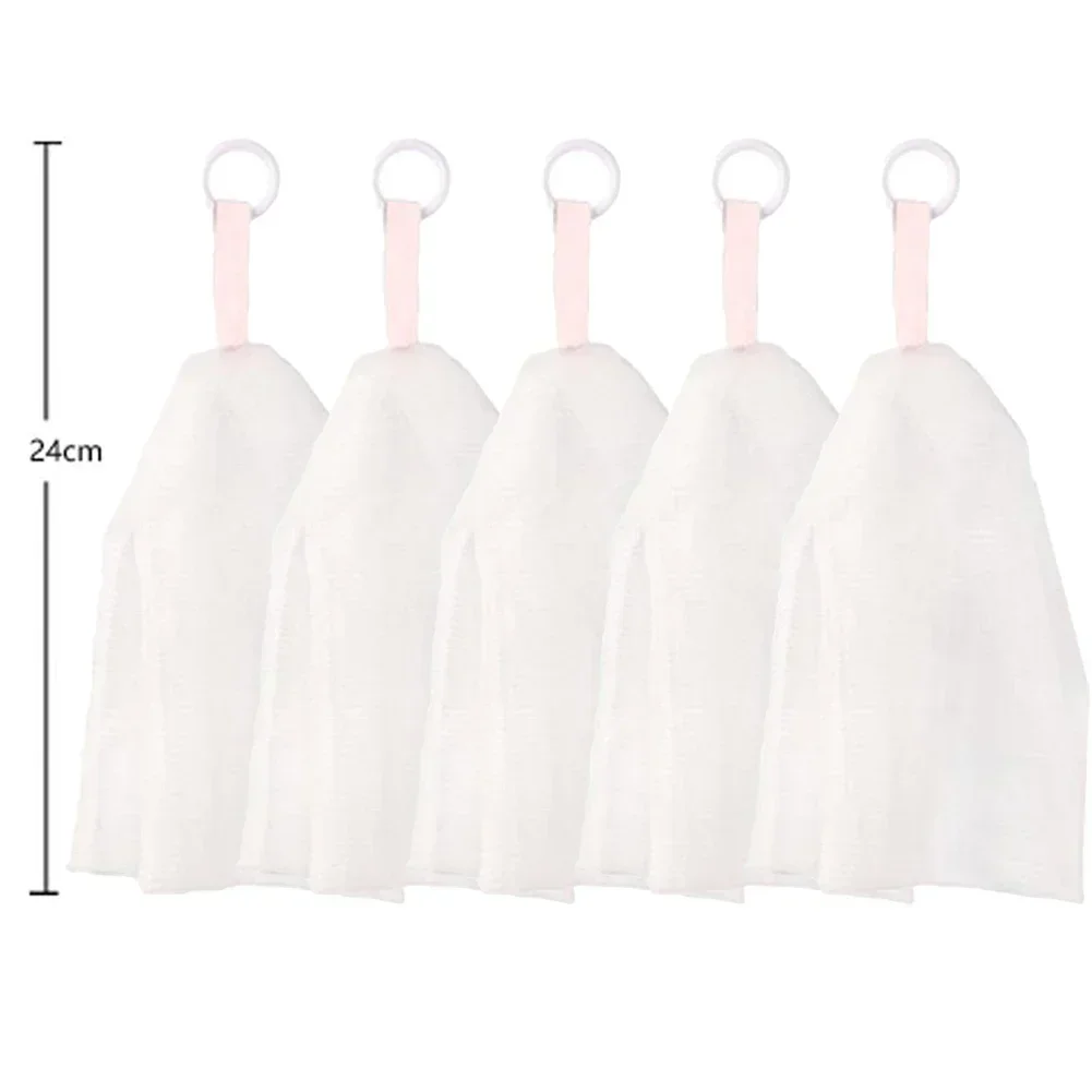 5pc Portable Hangable Handmade Soap Saver Bag Bath Shower Travel Foaming Mesh Net Cleaning Delicate Foam Net Back Scrubbers 2