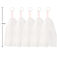 5pc Portable Hangable Handmade Soap Saver Bag Bath Shower Travel Foaming Mesh Net Cleaning Delicate Foam Net Back Scrubbers 2
