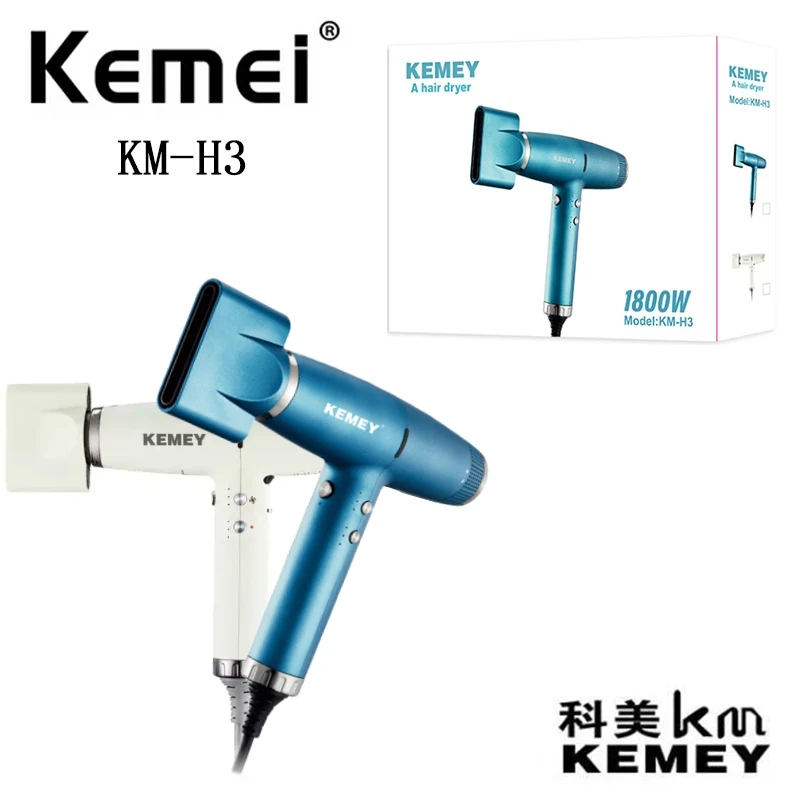 

Mute Women Electric Professional One Step Hair Dryer Salon Kemey Km-H3 Rechargeable Hot And Cold Air Salon Hair Dryer