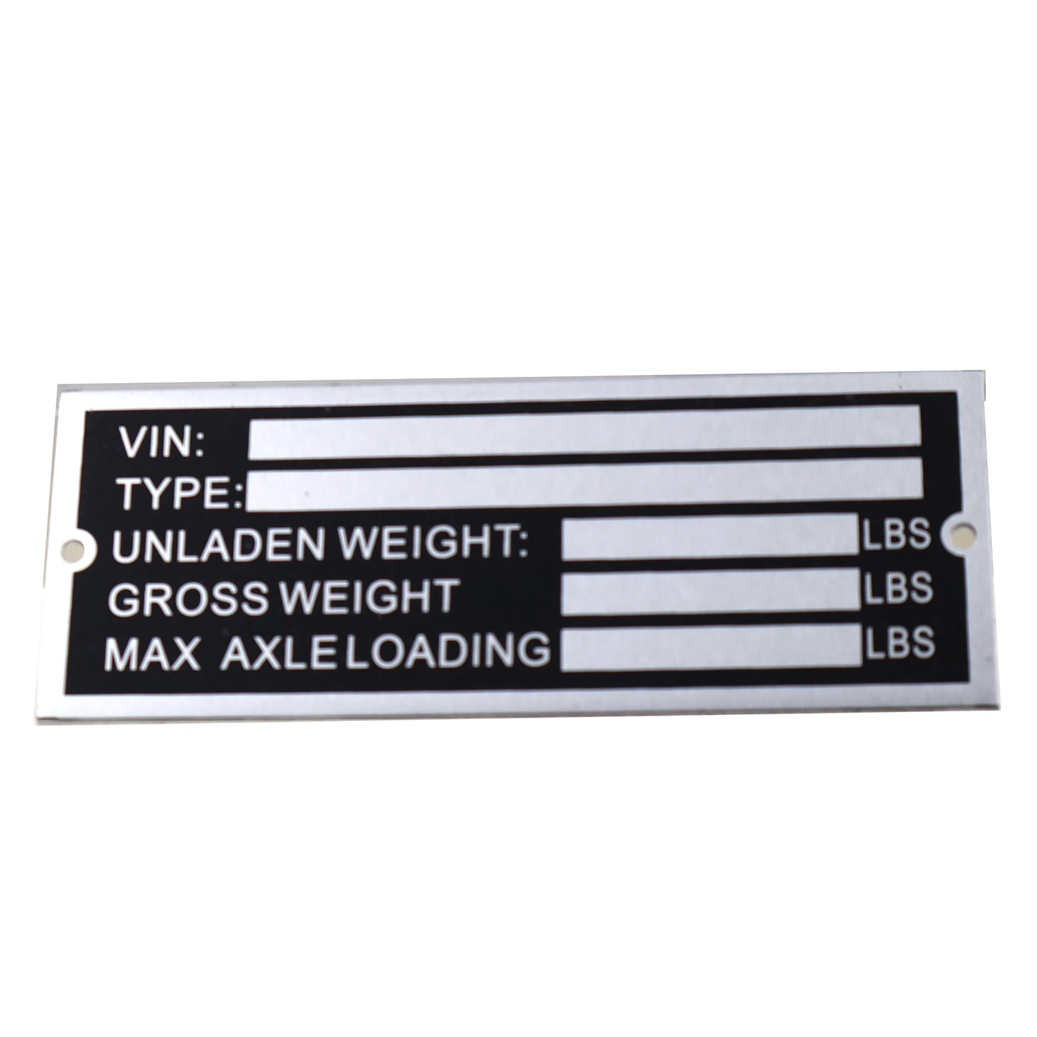 VEHICLE TRUCK BOAT Trailer Blank VIN & Weight AXLE Chassis Plate 120mm x 45mm Identification Number