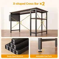 L Shaped Desk, 40 Computer Desk with Reversible Storage Shelves Home Office Corner Desk Study Writing Gaming Table, Brown 6