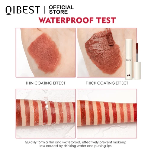 QIBEST 립글로스 누드 매트 리퀴드 립스틱, 방수, 오래 지속되는 여성용 립 틴트, 초콜릿 벨벳 립 글레이즈 화장품, 8 가지 색상 4