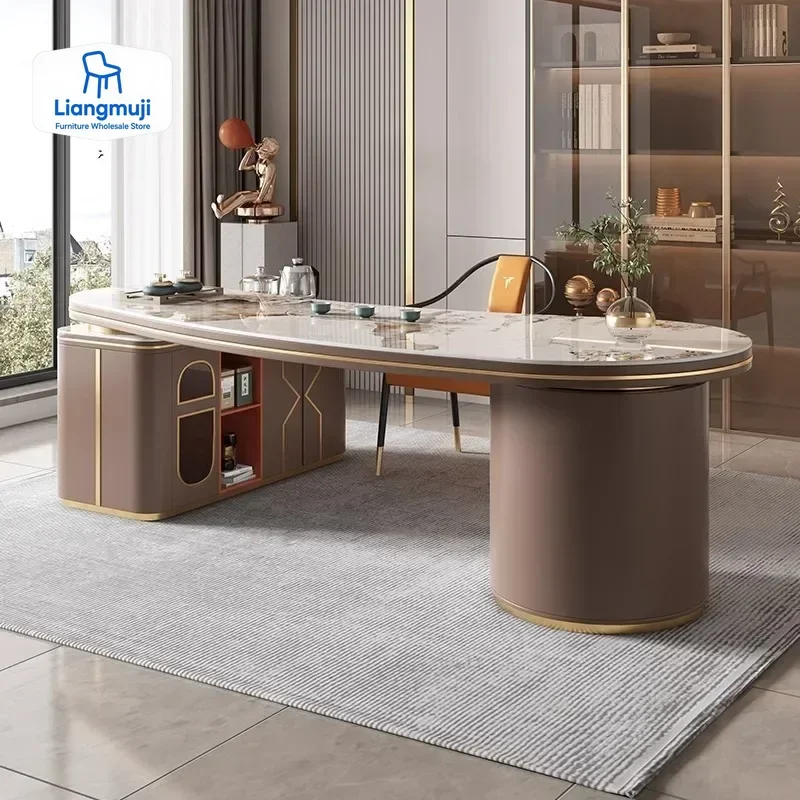 Grand bureau de rangement pour ordinateur de bureau, bureau en forme de L, tiroirs organisateurs, bureaux d'ordinateur modernes de luxe, mesa para computador, meubles