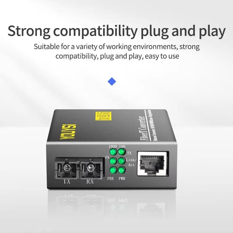 YOUYSI High Quality YYS-MC512-20 1000M SC Dual fiber 1.25G 20KM Fiber Optical Media Converter Single Mode Fiber Transceiver
