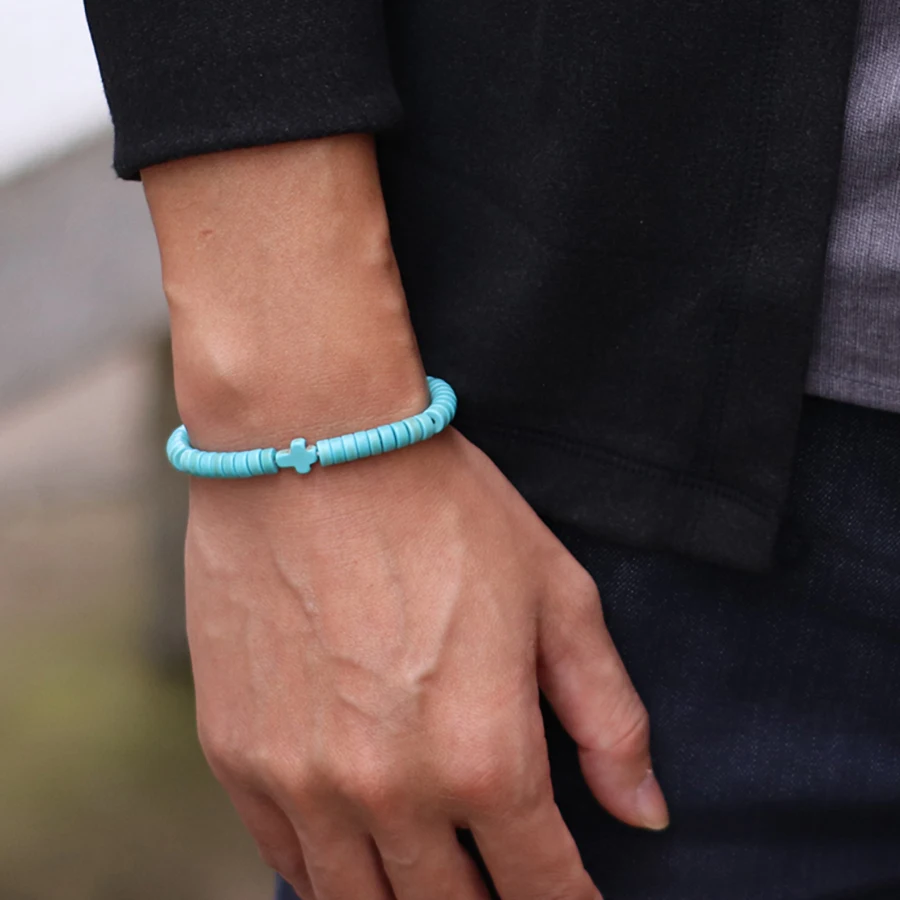 Minimalist Cross Bracelet Unisex Natural Coconut Husk Strand