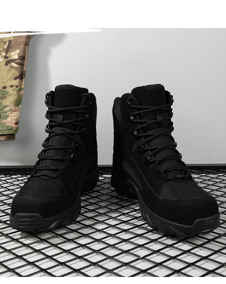 Taktische Kampfstiefel für Herren, Desert-Schnürstiefel, rutschfeste Arbeitsschuhe für den Außenbereich, Militär-Knöchelstiefel, dicke Sohle, große Größe 39–47 – Detail 7