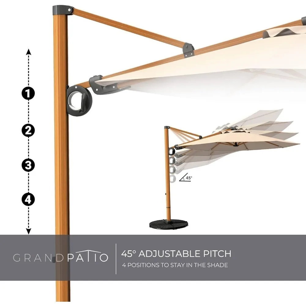 10FT Patio Umbrella, Aluminum Cantilever Umbrella with Round Canopy, Outdoor Offset Umbrella for Patio, Garden, Deck 6