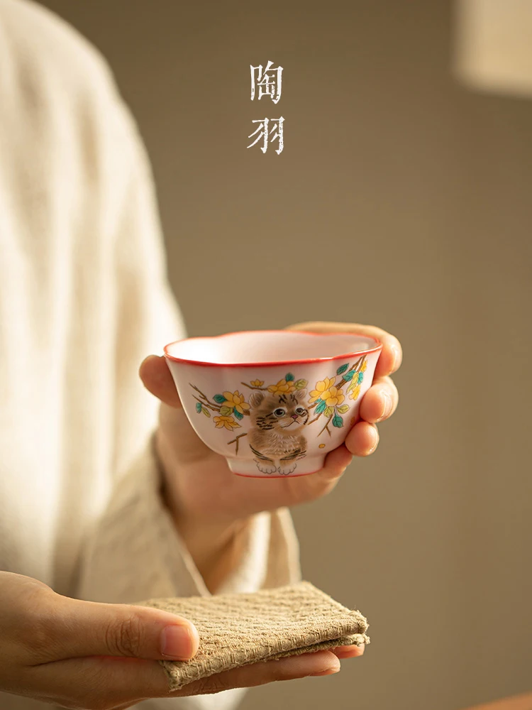 ruyao-дегустация-розовых-кошек-набор-для-одного-кунг-фу-японский-подстаканник-Высококачественная-большая-чайная-чаша