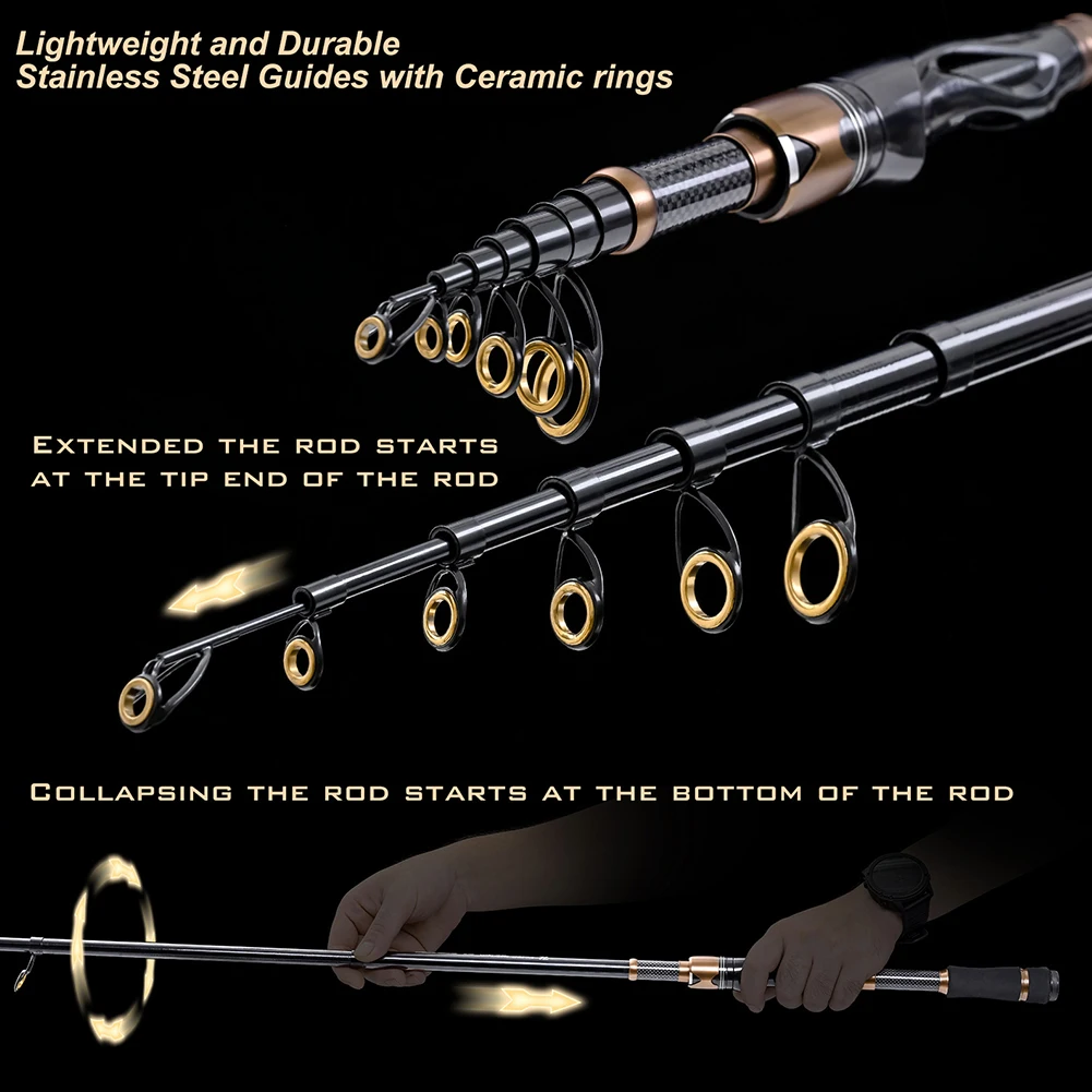 LEO Telescopic Sea Fishing Rod Lightweight 1.8m/2.1m Surf Spinning Rod  Carbon Fiber Foldable Fishing Tackle Pesca Accessories - AliExpress