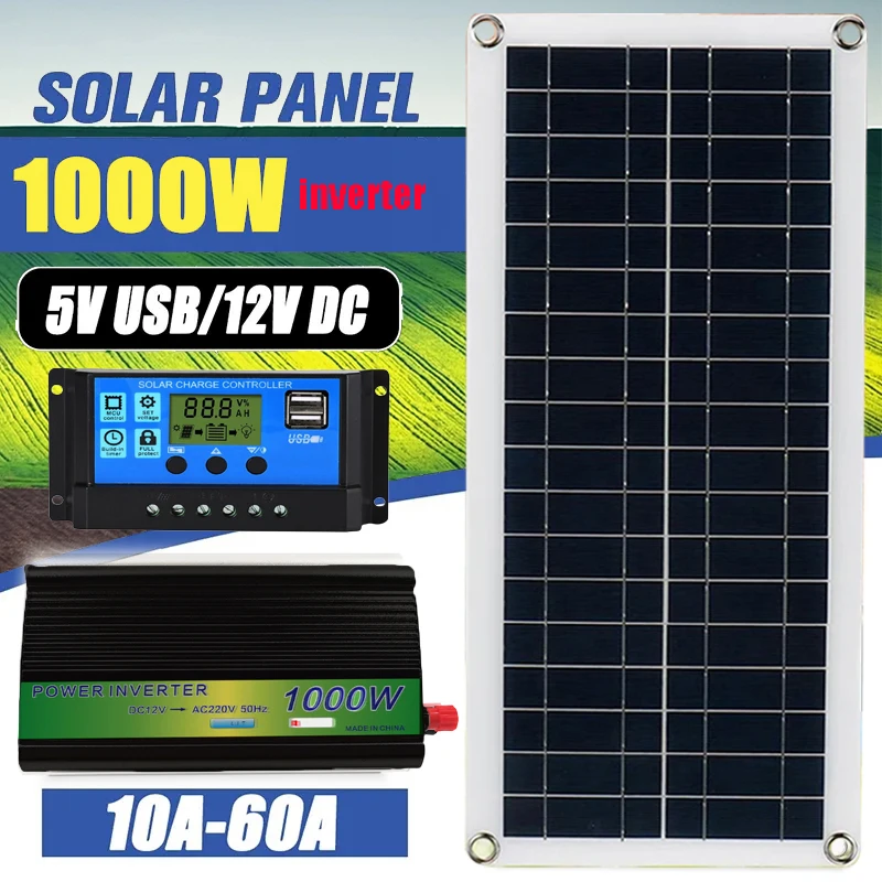 Pannello Solare Da 1000W 12V Monocristallino Usb Power Portable Outdoor Solar Cell Car Ship Camping Escursionismo Caricabatterie Da Viaggio Per Telefo