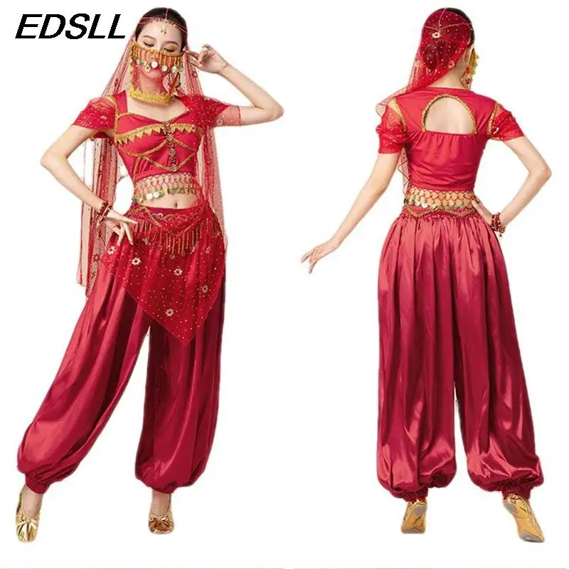 

Adult Belly Dance Indian Dance Exotic Suit Arabian Jasmine Princess Bellydance Practice Training Suit Halloween Performance Wear