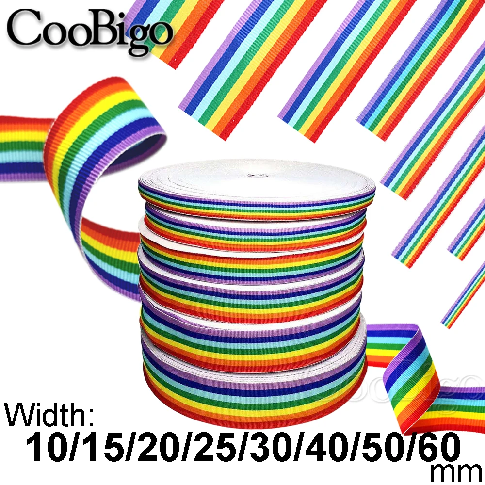 5Yards Polyester Webbing Rainbow Striped Ribbon Band Fabric Trim DIY Luggage Belts Bracelet Shoes Clothes Sewing Craft Supplies