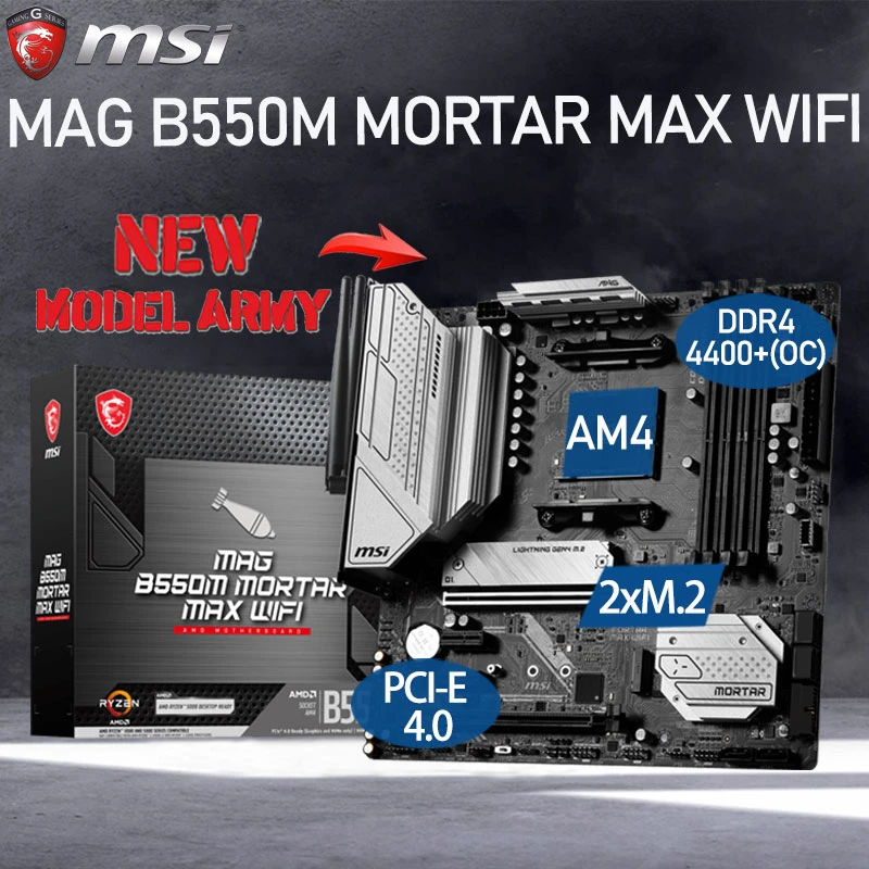 Msi Mag B550m Mortar Max Wifi Motherboard Amd Ryzen Ddr4 128gb 4400 M.2