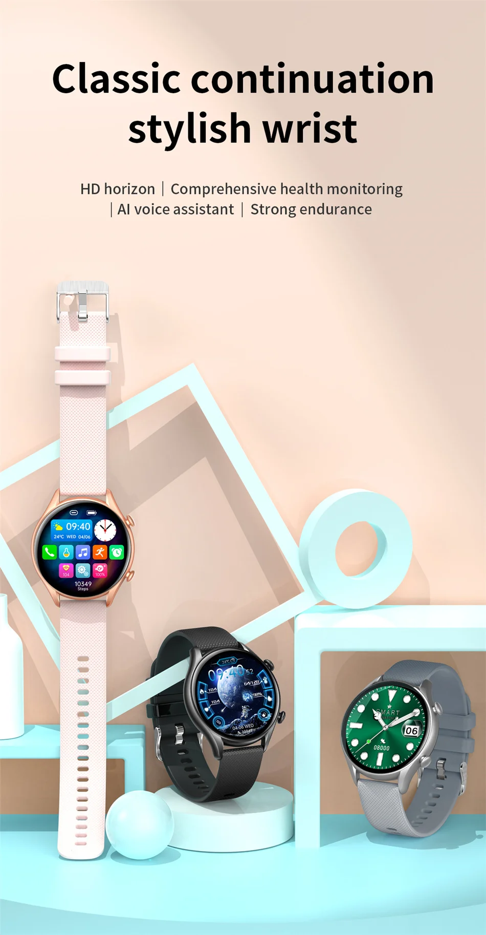 2022 Bluetooth Call Smart watch Women 360*360 HD Pixels custom page Sport Fitness Tracker Bracelet Waterproof Smartwatch Ladies