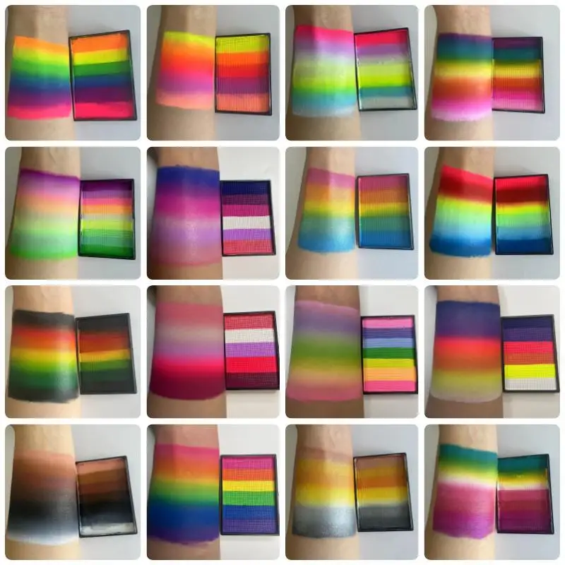 Wholesale 50g Rainbow Split Cake Pastel Water Activated Eyeliner Face Painting Body Art Paint Holiday Make Up (free sponge) 3