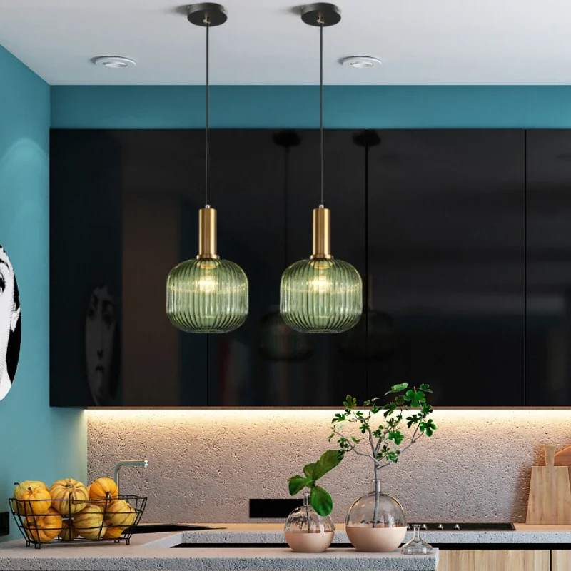 Nordic Modern Restaurant Pendant Lamp Bedroom Bedside Light Restaurant Kitchen Simple Colorfull  Glass Lighting Hanging Creative