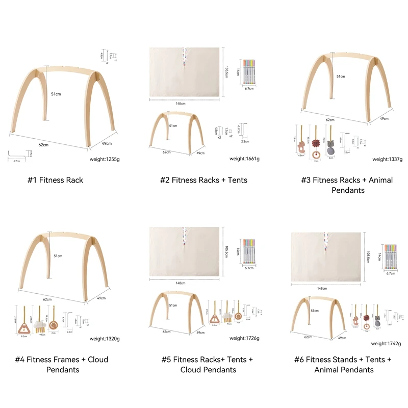 Baby Gym Wooden Carpet Activities for Babies Tent Pendent Hanger Activities for baby stroller Toys Wooden  Room Activities Gym 6