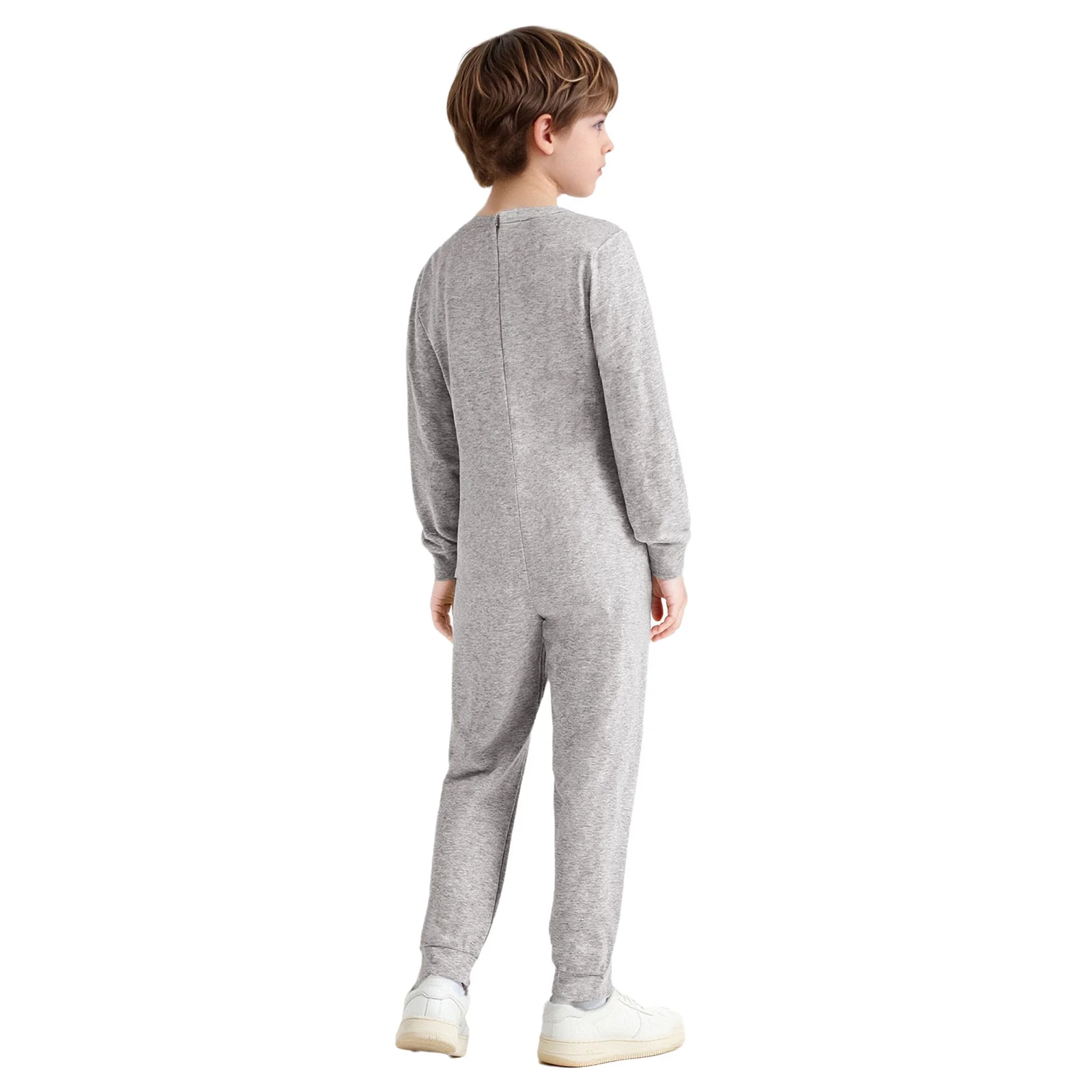 Kids Special Needs Adaptive Clothing Cotton Rompers Round Neck Long Sleeve Zipper One Piece Jumpsuit Ideal for Wearing All Day