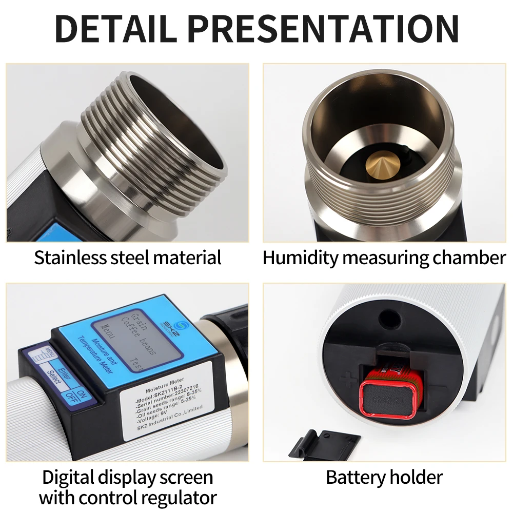 Smart Digital Grain Moisture Meter Humidity Tester for 37 Kinds Grains