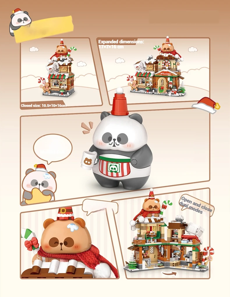 LOZ Weihnachtsbausteine Spielzeug, Montage des Weihnachtspanda-Lebkuchenhauses, Weihnachtsgeschenke für Kinder. – Detail 7