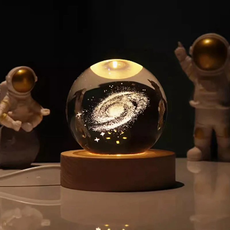 

Valentines Day Gift Galaxy Crystal Ball Lamp 3D Planet Moon Lamp USB LED Night Light