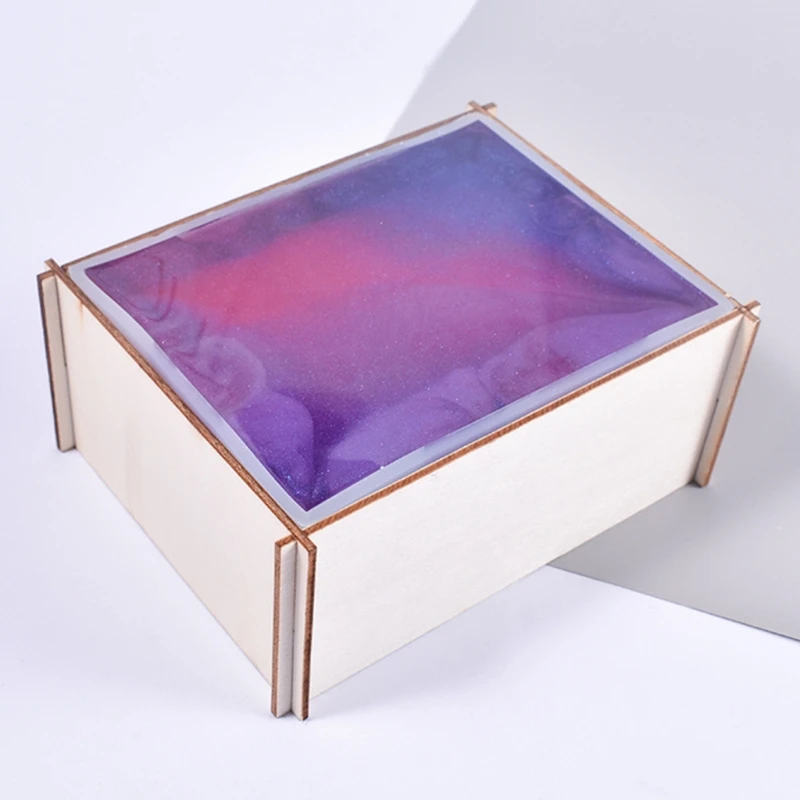 Y4QE Tissue Box Crystal Epoxy Resin Mold Jewelry Storage Napkin Holder Silicone Mould DIY Crafts Trinket Gift for Case Tool